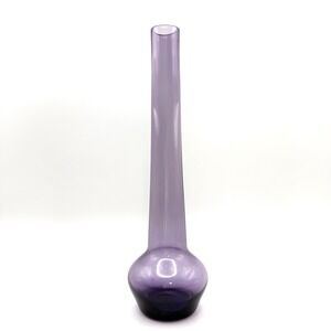Vintage Amethyst Purple Glass Bud Vase Made in Sweden Mid Century Modern 8.5in